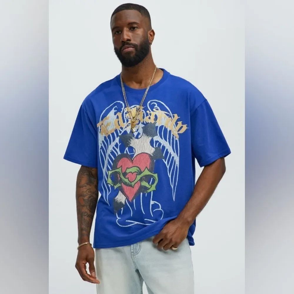 Ed Hardy Scared Heart Oversized Short Sleeve Tee